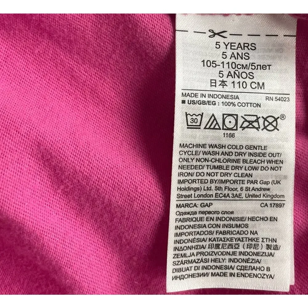 Gap Long Sleeve Pink Glitter Graphic T Shirt Pegasus Horse Girls 5